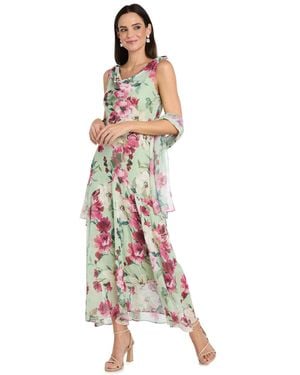 R & M Richards Petite Printed Midi Dress - White