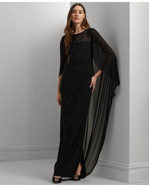 Ralph Lauren Cape Column Gown - Black