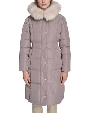 Cole Haan Trim Hood Zip-front Puffer Coat - Gray
