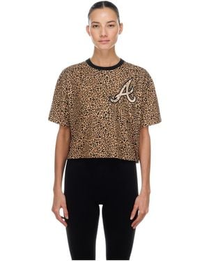KTZ Atlanta Braves Leopard Boxy Cropped T-shirt - Brown