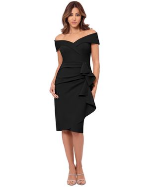 Xscape Petite Off-the-shoulder Sweetheart Ruffle Dress - Black