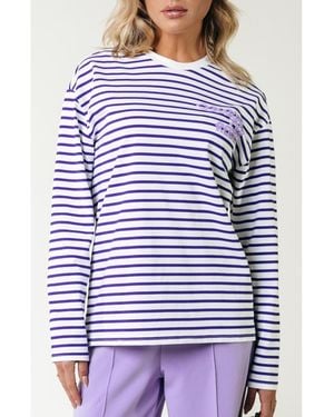Colourful Rebel Logo Wave Stripe Longsleeve Tee - Blue