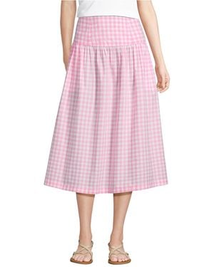 Lands' End Poplin Drop Waist Midi Skirt - Pink
