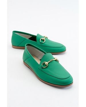 Forever & Always Shoes Penny Leather Horsebit Loafers - Green