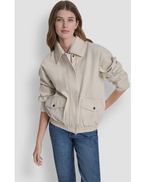 DKNY Denim Bomber Coat - Natural