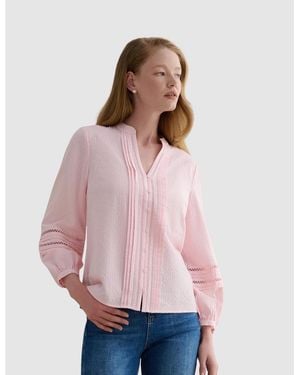 Hobbs Lucilla Pintuck Mandarin Collar Blouse - Pink