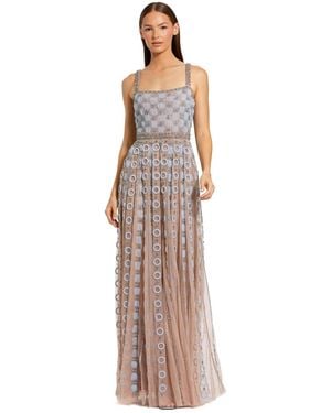Mac Duggal Petite Embellished Mesh A-line Evening Gown - Multicolor