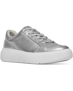Fitflop Rtg Metallic-leather Lace-up Sneakers - Gray