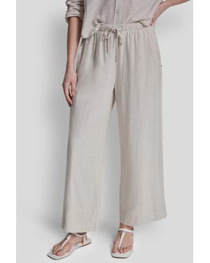 DKNY Petite High Waist Drawcord Pants - Gray