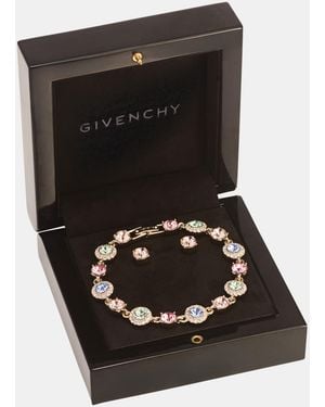 Givenchy Gold-tone Boxed Blue Pave Halo Bracelet And Earring Set - Black