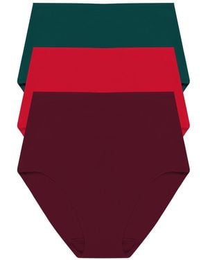 Natori Bliss Cotton High Waist Brief 3 Pack - Red