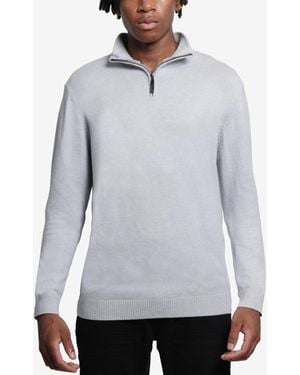Xray Jeans Quarter Zip Mock Neck Sweater - Gray