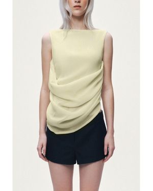 Nocturne Draped Sleeveless Blouse - Yellow