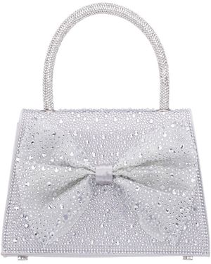 Nina Crystal Magnetic Snap Satchel Bag - Gray
