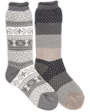 Muk Luks Ribbed-cuff Boot Socks - Gray