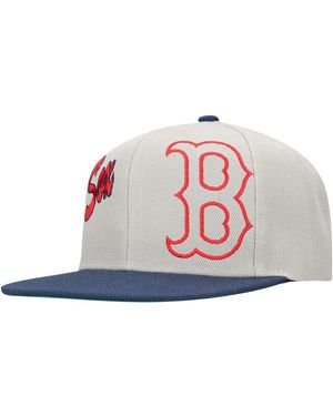 Mitchell & Ness Boston Red Sox Knock Out Panel Snapback Hat - Gray