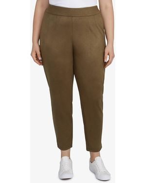 hearts of palm Plus Size Spice It Up Solid Faux Suede Pants - Green