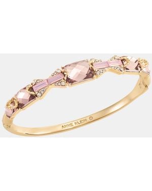Anne Klein Gold-tone Boxed Rose Baugette Stone Hinge Bracelet - Multicolor