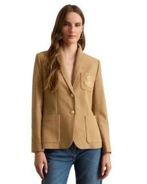 Ralph Lauren Bullion Jacquard Blazer P Xs 3x - Natural