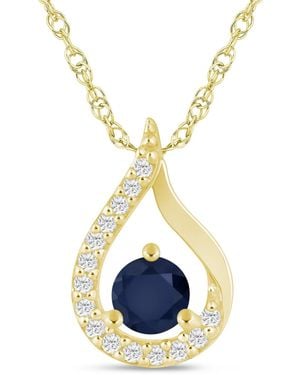 Macy's Gemstone And Diamond Halo Pendant Necklace (1/6 Ct. T.w. - Blue