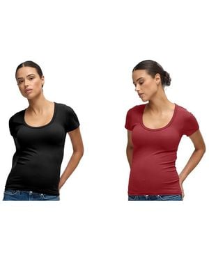 Ingrid & Isabel Ingrid + Isabel Maternity Ingrid + Isabel Seamless Rib Short Sleeve Crew Tee - Red
