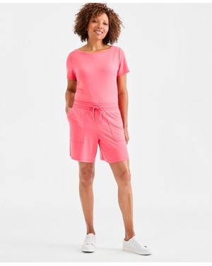 Style & Co. Luxlounge French Terry Pull-on Shorts - Pink