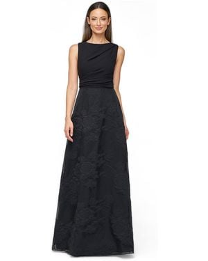 JS Collections Valery Boat-neck Jacquard Sleeveless Gown - Black