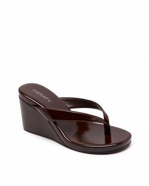 Therapy Australia Ren Round Toe Wedge Thong Heel - Brown