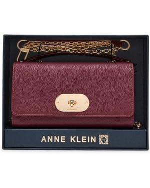 Anne Klein Oval Turn-lock Chain Wallet - Purple
