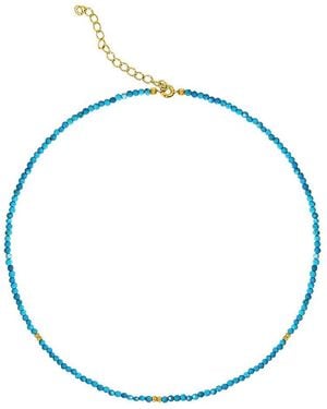 Etoile Turquoise And Gold Bead Gold Plated Choke Necklace 16 Inches Adjustable - Blue