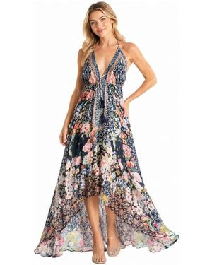 La Moda Clothing Open Back Halter High-low Maxi Dress - White