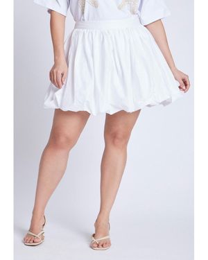 Eloquii Mini Bubble Hem Skirt - White