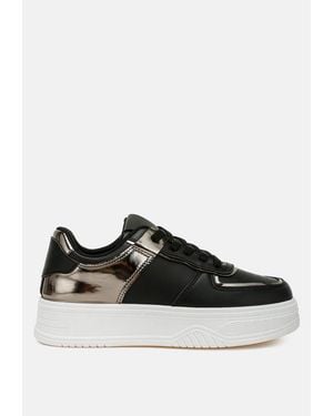 LONDON RAG Scouts Metallic Paneling Platform Sneakers - Black