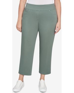 Ruby Rd. Plus Size Soft Denim Faux Pocket Pants - Green
