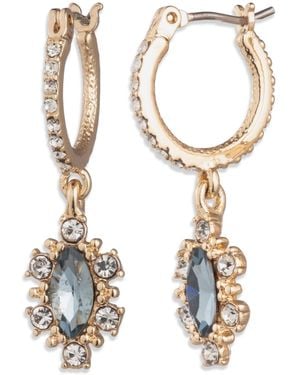 Marchesa Glass Stone Gold-tone Pear Drop huggie Earrings - Metallic