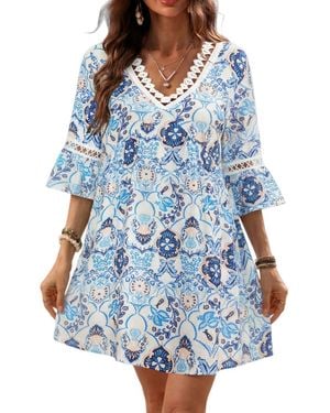 CUPSHE Such Grace Ornate Mini Beach Dress - Blue