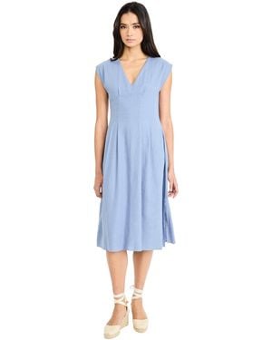 Maggy London V-neck Flare Midi Dress - Blue