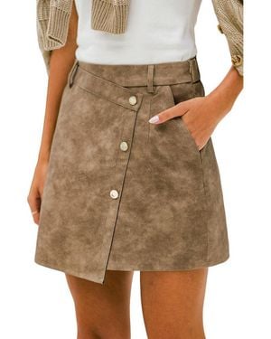 CUPSHE Mocha Moment Faux-suede A-line Mini Skirt - Natural