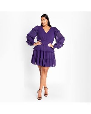 City Chic Daisy May Dress - Purple