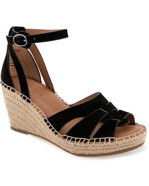 Gentle Souls Coolie Espadrille Wedge Sandals - Black