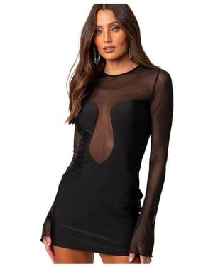 Edikted Saanvi Mesh Mini Dress - Black