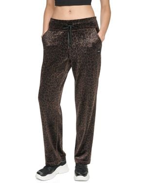 DKNY Leopard-print Mid-rise Velour Track Pants - Black
