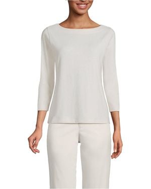 Lands' End Mariner Jersey Boatneck Top - White