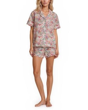 Vera Bradley Iconic Print Notch Collar Shirt And Pajama Shorts - Red