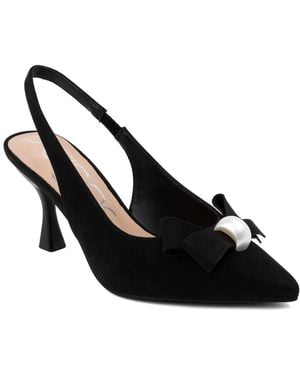 Sugar Dazzy Bow Detail Pointed Toe Dress Pumps - Black
