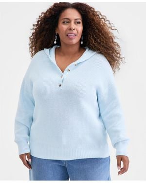 Style & Co. Plus Size Cotton Resort Hoodie - White