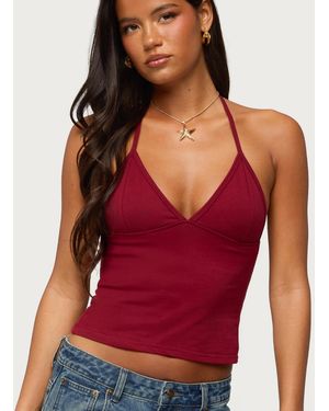 Edikted Noriah V Neck Halter Top - Red