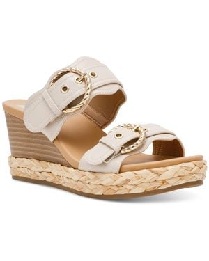Dolce Vita Elio Double Buckle Wedge Sandals - Metallic