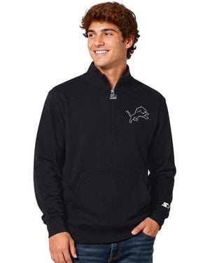Starter Detroit Lions Thursday Night Gridiron Batwing Quarter-zip Sweatshirt - Black