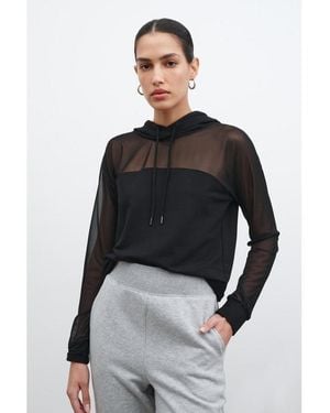MARCELLA Park Sheer Hoodie - Black